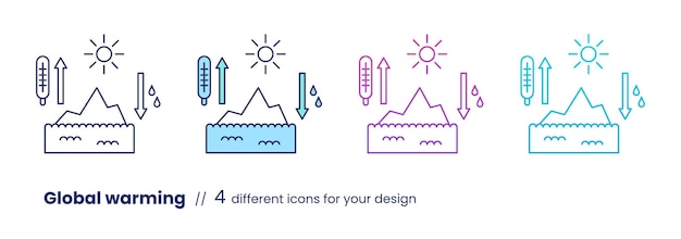 Problema ícone da linha de aquecimento global, conceito esg.