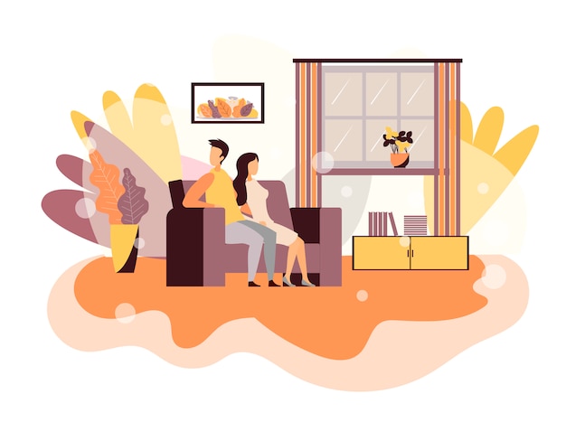 Problemas em casal Vector Design plano Cartoon