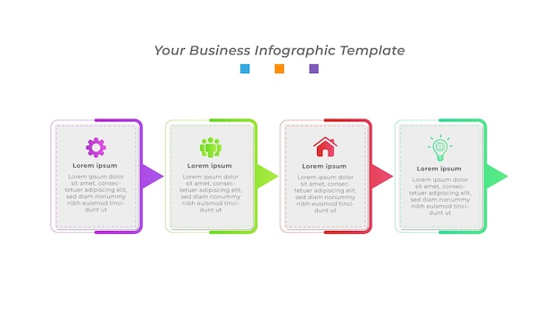 Processo de infográfico de negócios moderno e design de apresentação