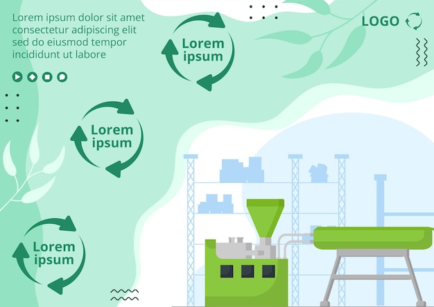 Processo de reciclagem com modelo de folheto de lixo ilustração plana editável de fundo quadrado adequado para mídia social ou anúncios de internet na web