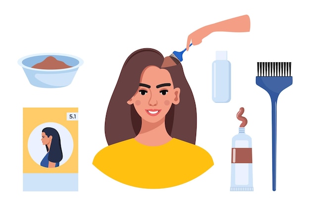 Processo e elementos de coloração do cabelo Corante de cabelo Pincel de pente Bolas de luvas Oxidante de cabelo