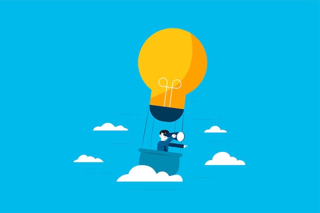 Procure uma nova ideia de oportunidade de negócios ou inspiração, desafio ou conquista visionária de negócios