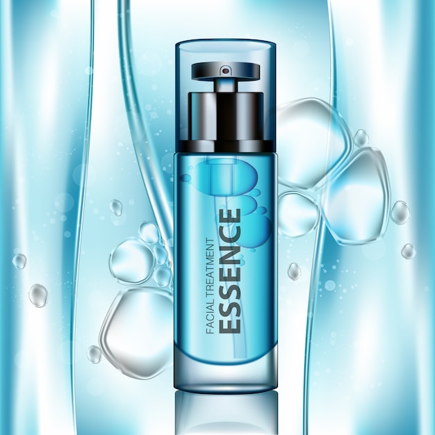 Produto cosmético hidratante com respingos de água