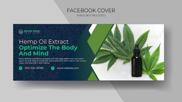 Vetor produto de cânhamo óleo cbd mídia social modelo de capa do facebook design