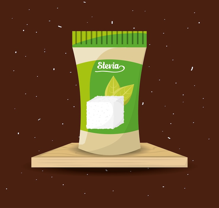 Vetor produto de pacote de edulcorante natural stevia