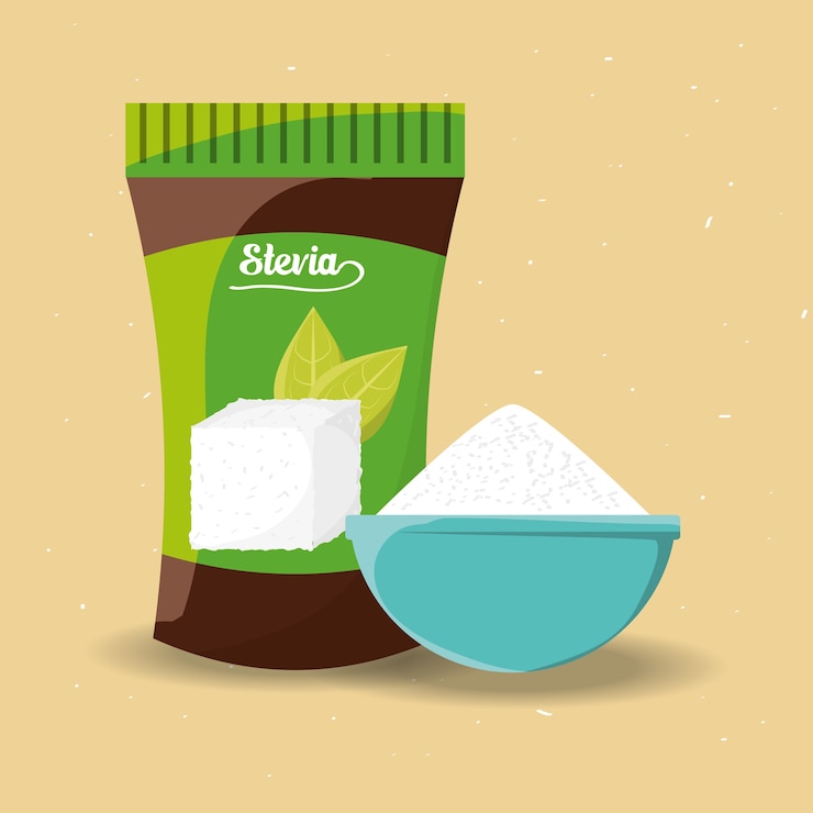 Vetor produto de pacote de edulcorante natural stevia