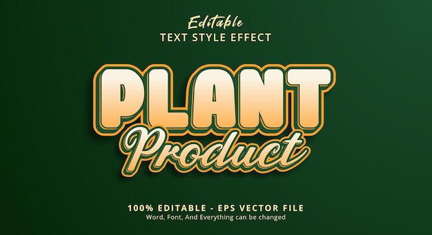 Produto de planta verde Efeito de estilo de texto Efeito de texto editável