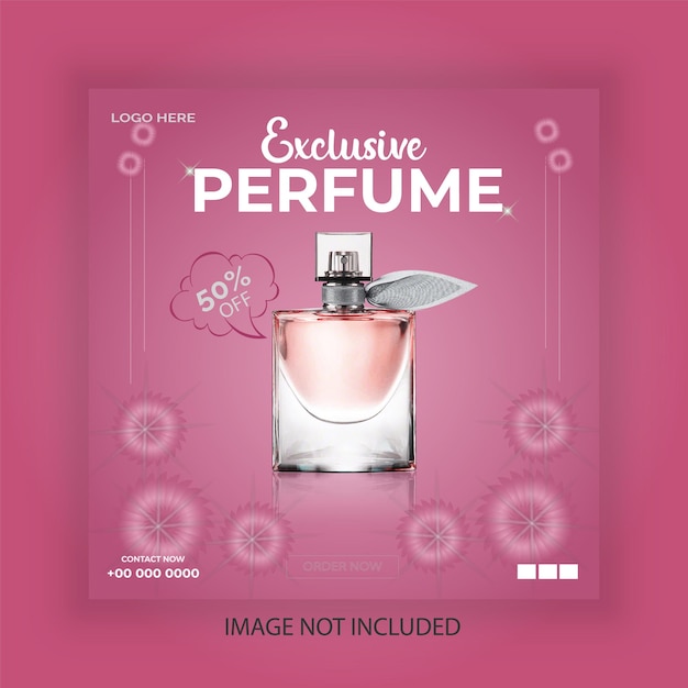 Vetor produtos de beleza de perfume para venda de maquiagem banner post para modelo de mídia social