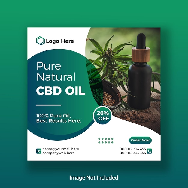 Produtos de cânhamo ou mídia social óleo cbd postar design de modelo de banner na web