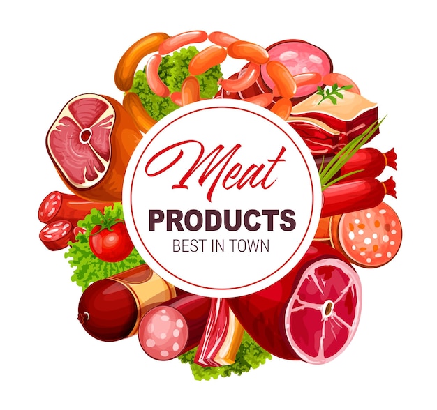 Produtos de mercearia de açougue de carne e salsichas