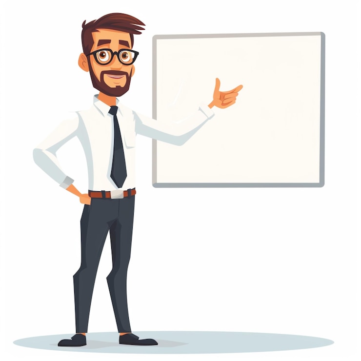Vetor professor de desenhos animados em apresentação de postura 75.