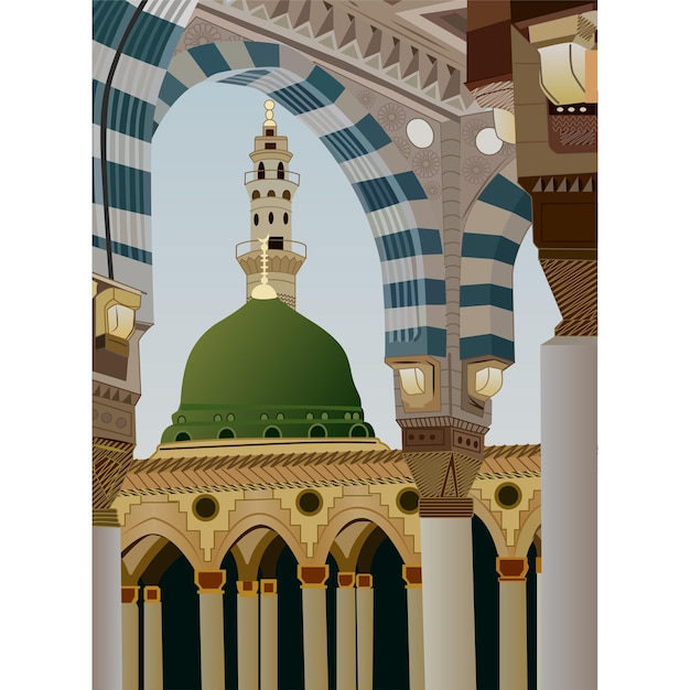 Vetor profetas vector de mesquita para mawlid al nabi ou al mawlid al nabawi