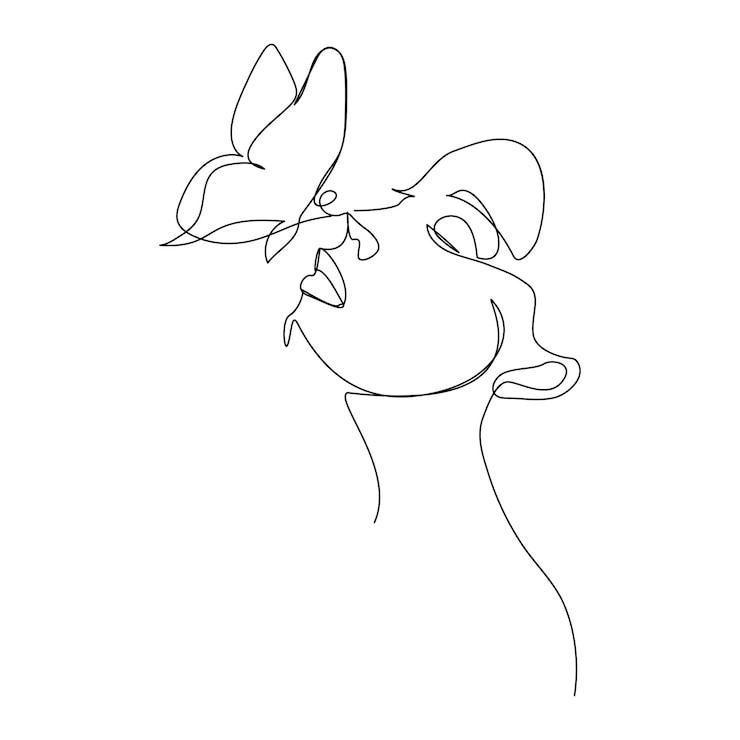 Vetor profile de mulher conceito de beleza feminina ilustração vetorial de desenho de linha cara de mulher desenho de arte de linha