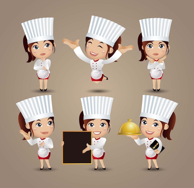 Profissão - chef com diferentes poses