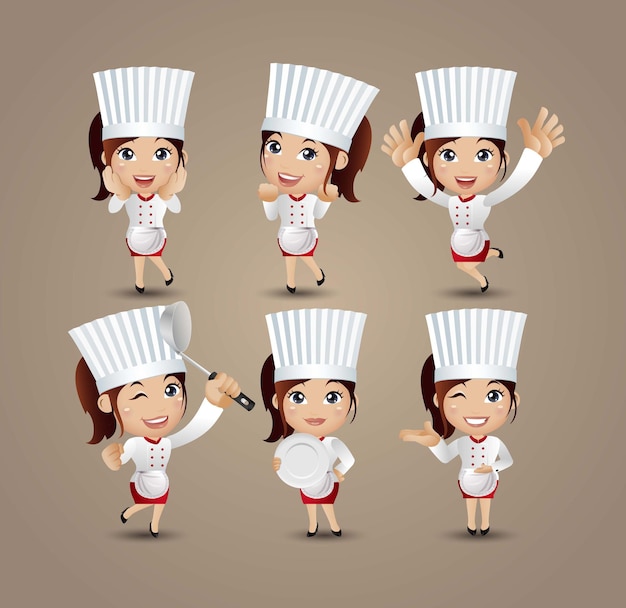 Profissão - chef com diferentes poses