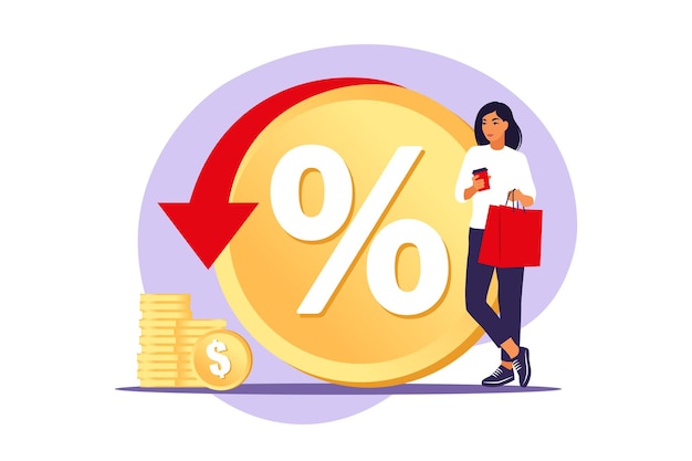 programa de descontos, benefício ao consumidor, conceito de desconto de venda. poupar dinheiro. serviço de devolução de dinheiro