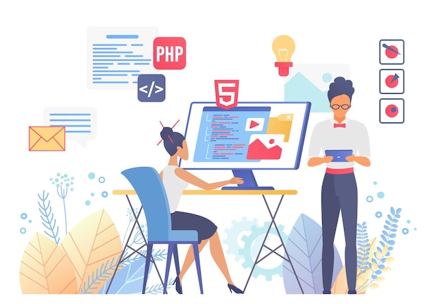 Programação e codificação, ux ui web design, conceito de desenvolvimento de interface responsiva