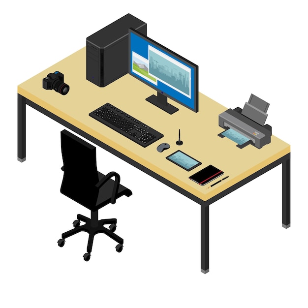 Programador freelancer lugar de trabalho secretária e poltrona