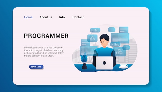 programador, página inicial, modelo, apartamento, desenho, ilustração