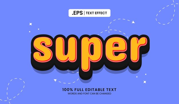 Projetar ilustração vetorial de super texto com efeito de texto editável.