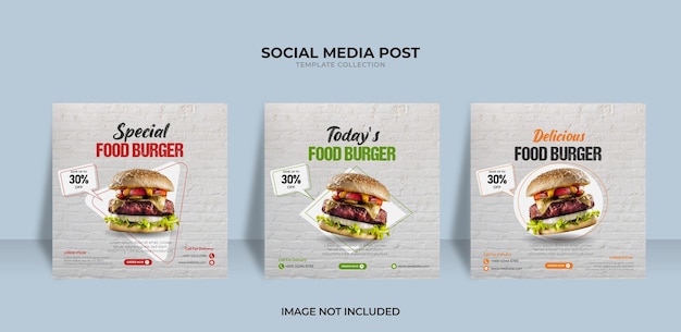 Projetar modelo de banner de comida de menu de postagem no instagram