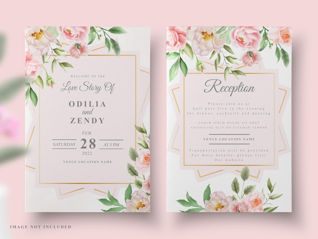 Projeto aquarela peônia cartão de casamento
