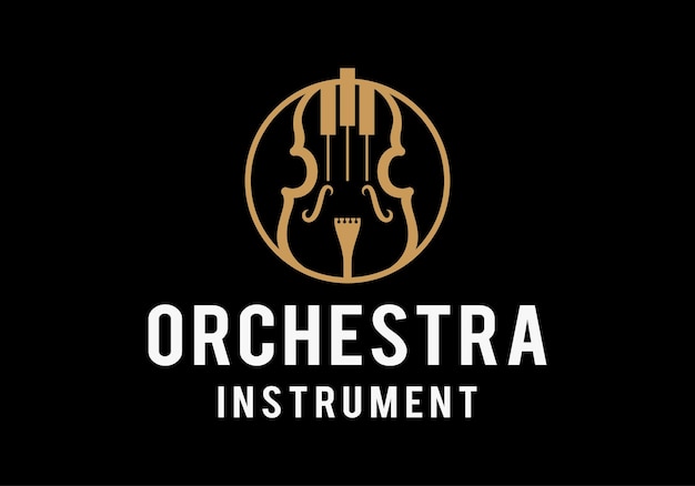 Vetor projeto clássico do logotipo da orquestra do instrumento musical do violino e do piano