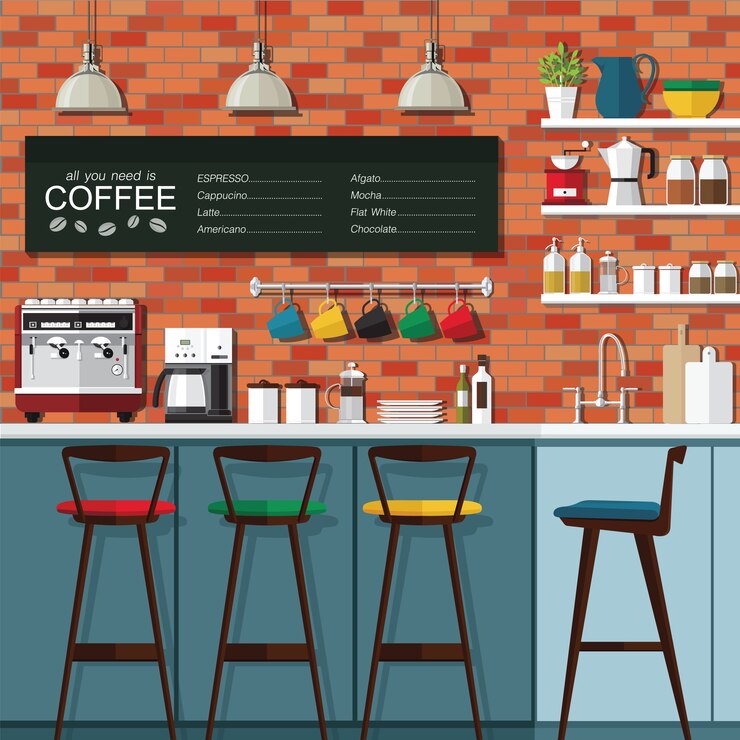 Vetor projeto coffee bar
