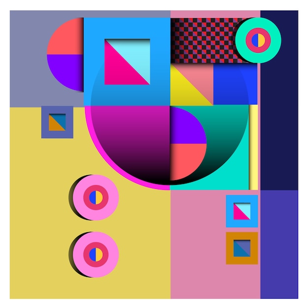 Vetor projeto colorido dos elementos geométricos na moda de memphis