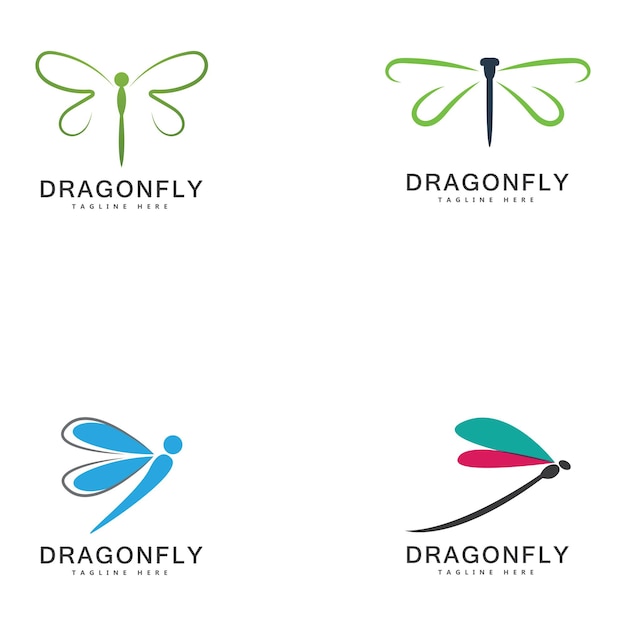 Projeto da ilustração do ícone do vetor do modelo do logotipo da libélula