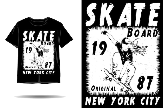 Vetor projeto da silhueta do skate da cidade de nova york