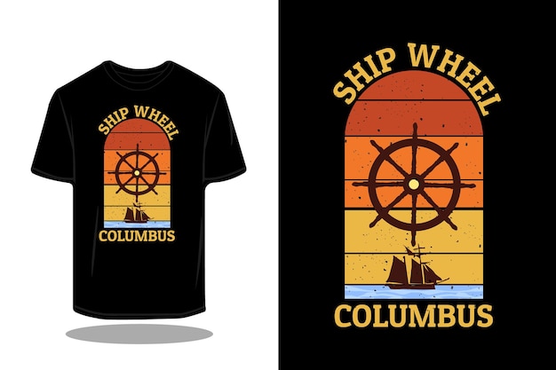 Projeto da silhueta retro da roda do navio columbus