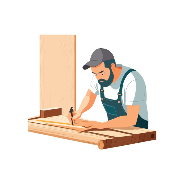 Vetor projeto de apartamentos de homem fazendo trabalho de artesanato de madeira