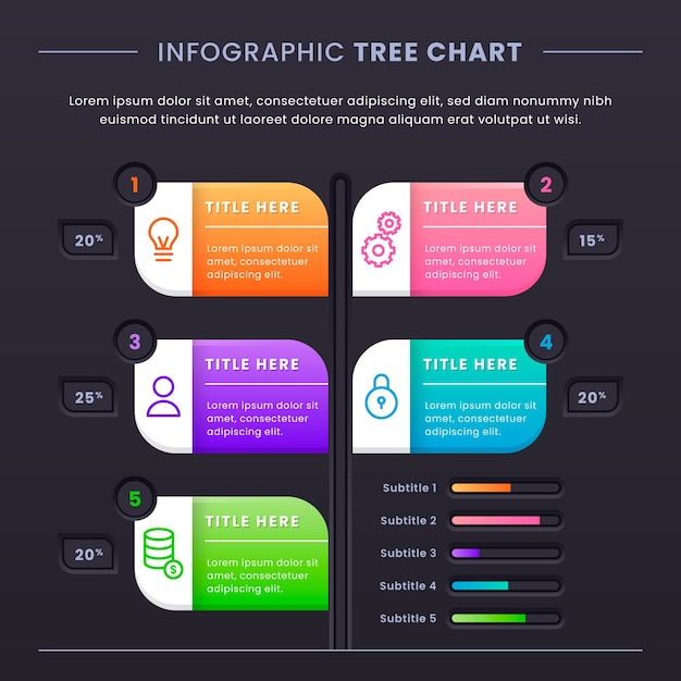 Projeto de árvore infográfico gradiente