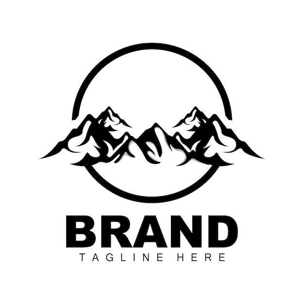 Projeto de aventura de alpinismo de vetor de logotipo de montanha para equipamentos de escalada e marca com logotipo de montanha