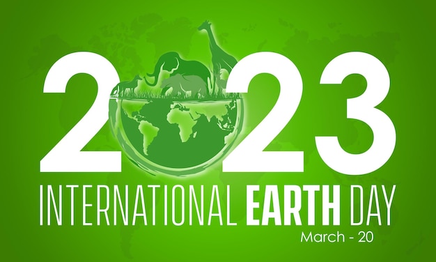 Projeto de bandeira do conceito de conscientização da conservação da natureza do Dia Internacional da Terra observado em 20 de março