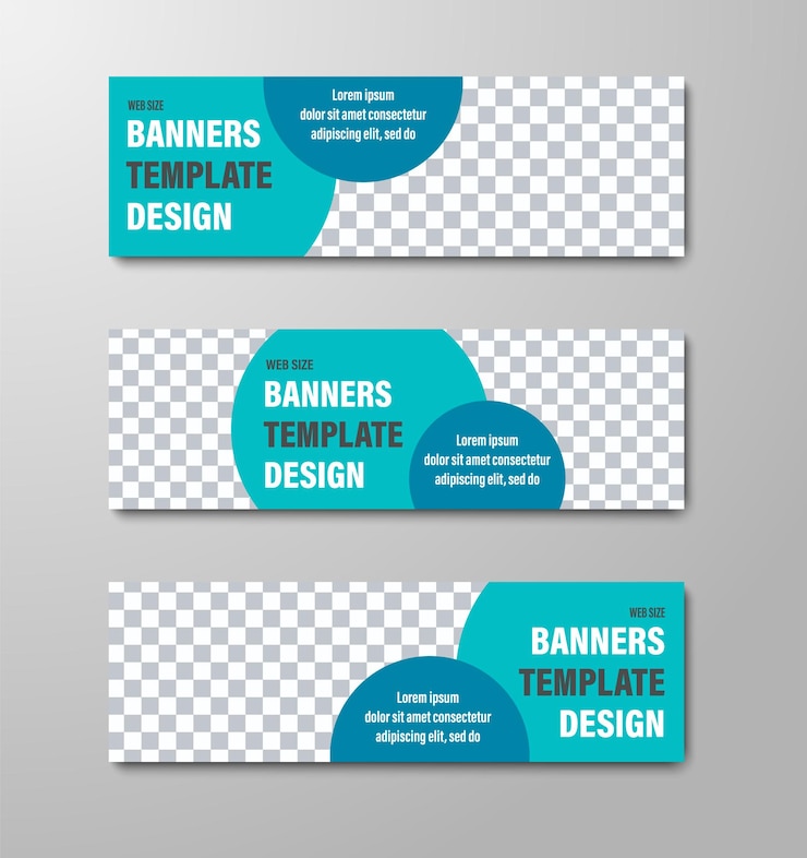 Vetor projeto de banners horizontais da web com círculos azuis para o texto