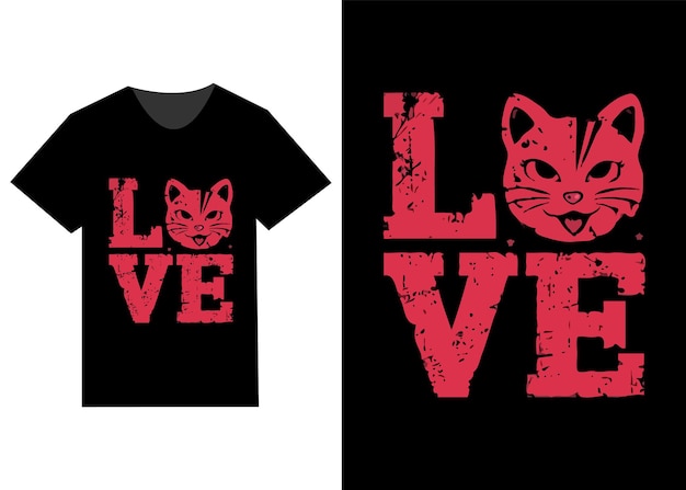 Vetor projeto de camiseta vector cat love