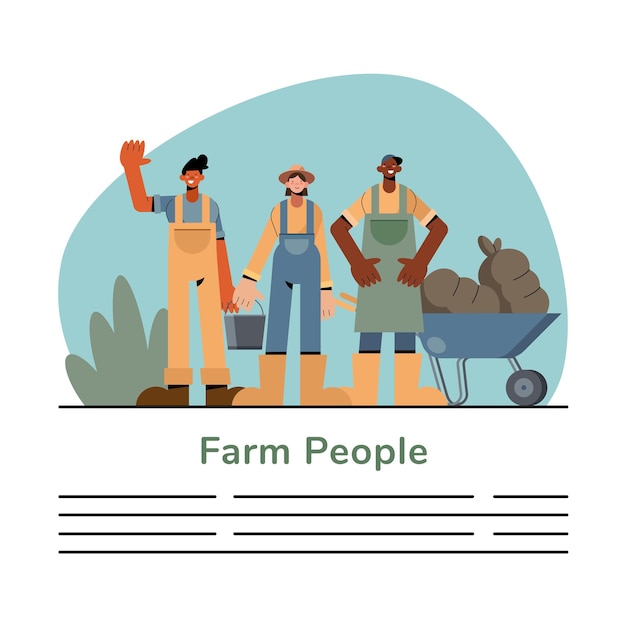 Projeto de coleção de símbolos de pessoas da fazenda, ilustração do tema agricultura, estilo de vida agronomia