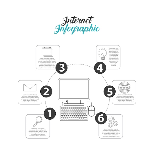 Projeto de computador. conceito de infográfico. gráfico de vetor