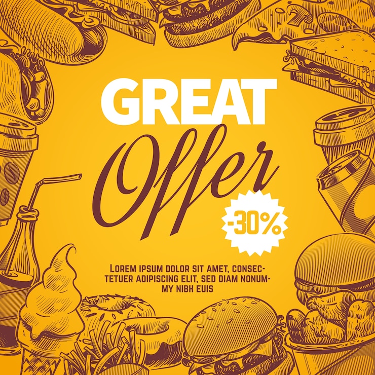 Vetor projeto de conceito de oferta de fast food