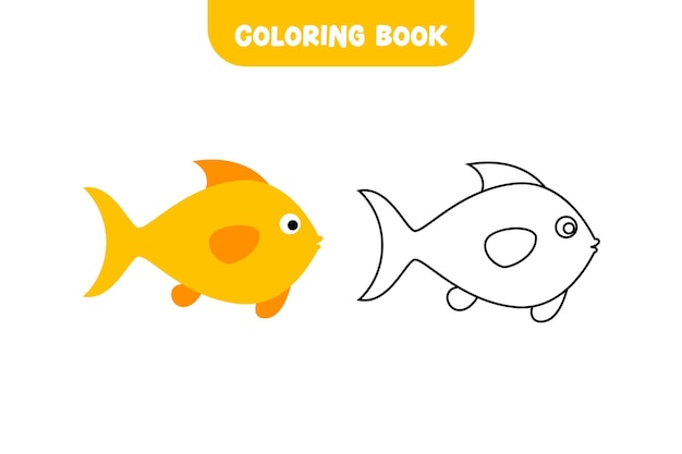 Projeto de conceito de peixe de desenho de coloração vetorial