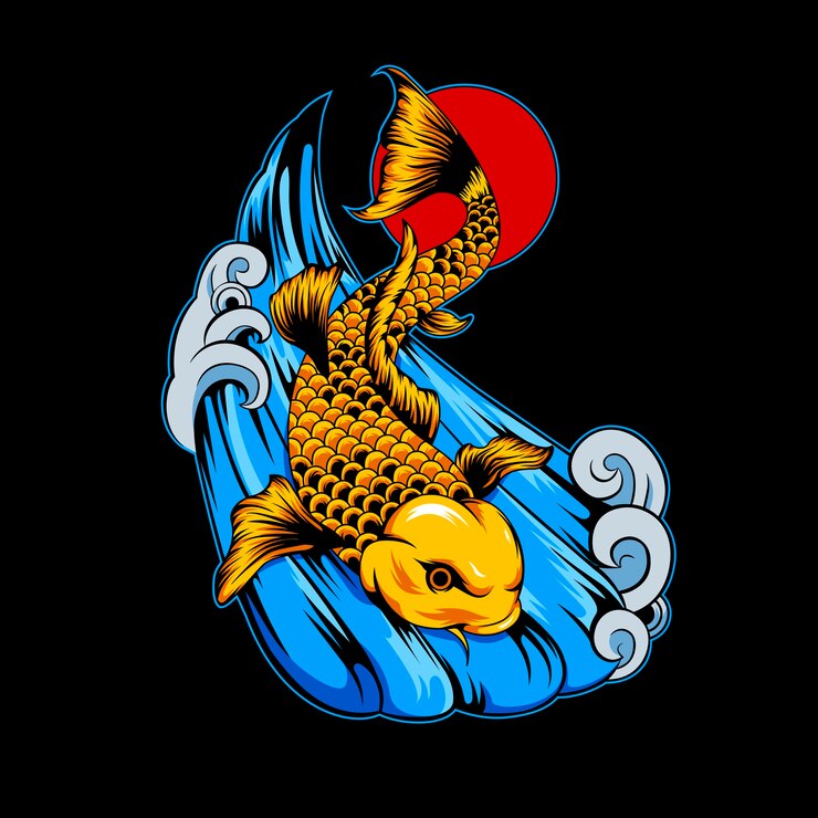 Vetor projeto de conceito do koi waves