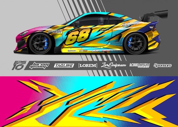 Projeto de corrida abstrata de envoltório de carro esporte