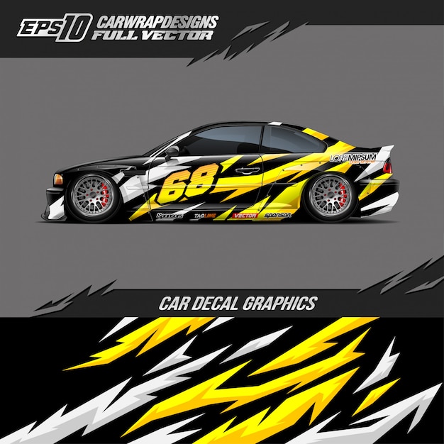 Projeto de corrida abstrata de envoltório de carro esporte