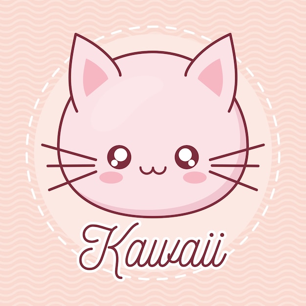 Projeto de desenho animado de gato kawaii, personagem bonito de expressão engraçado e tema emoticon