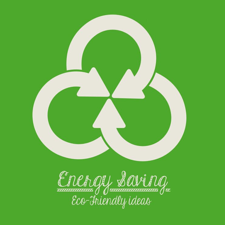 Vetor projeto de economia de energia sobre fundo verde
