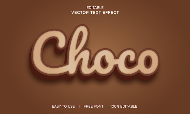 Projeto de efeito de texto editável choco com vetor premium