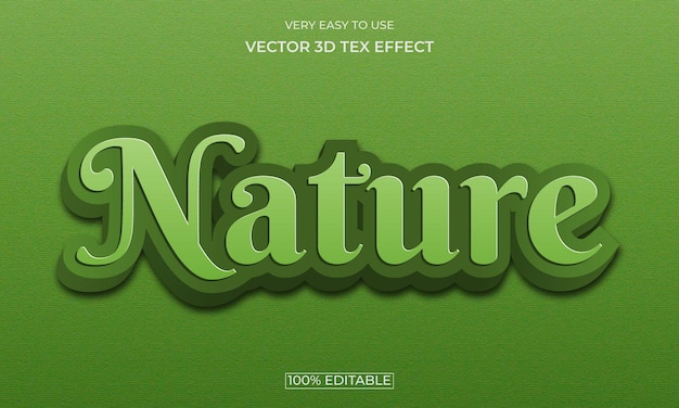 Projeto de efeito de texto premium estilo 3d da natureza