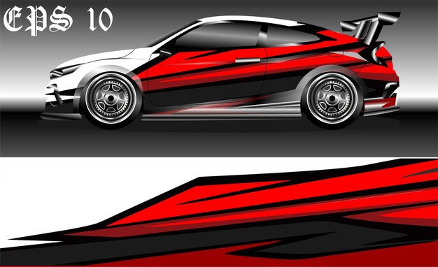 Projeto de envoltório de carro. Design de pintura para carro de corrida. sedã, hatchback. formato vetorial.